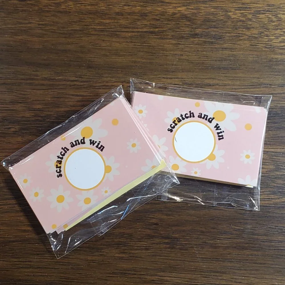 Scratch & Win-Thank You Cards- Party-Shower-Pink with White Daisies - 40 Cards
